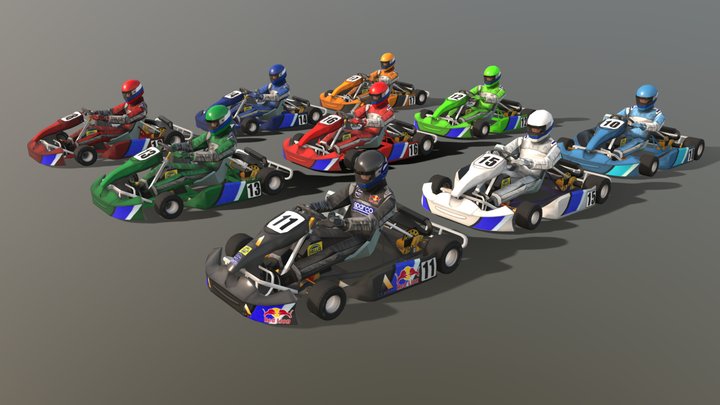 9 Go Karts 3D Model