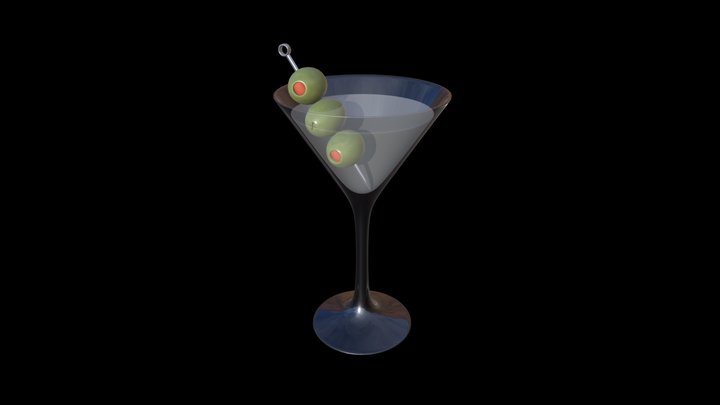 Martini Cocktail - with Olives 3D Model