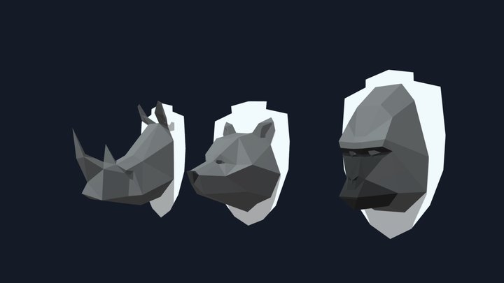 Rhino Bear Gorilla TROPHY HEAD 3D Model