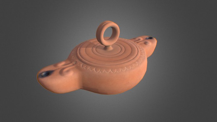 Pompeian red terracotta oil lamp 3D Model