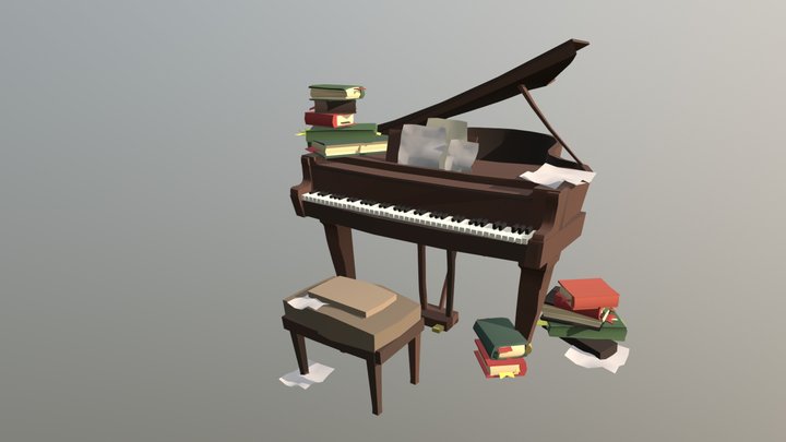 grand piano draft 3D Model