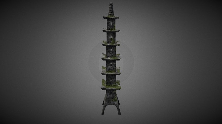 Japanese stone lantern 3D Model