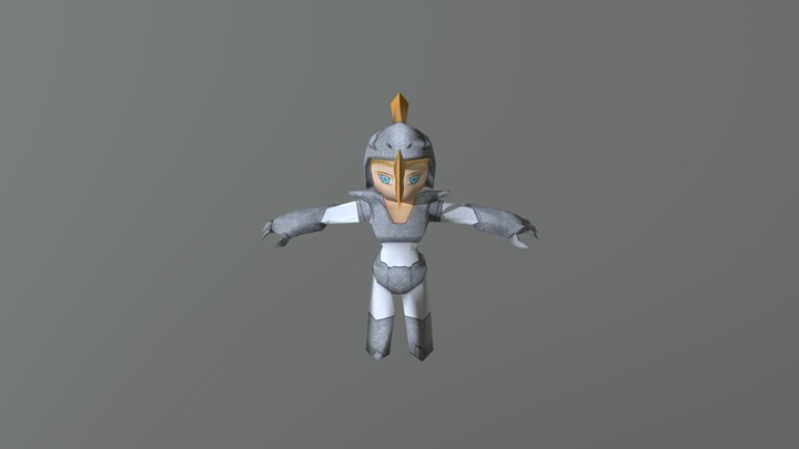 Low Poly Game Warrior 3D Model