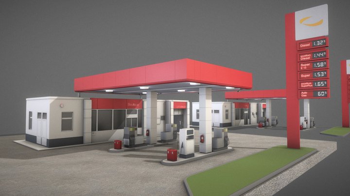 Gas Station Type-1 (Remastered) 3D Model