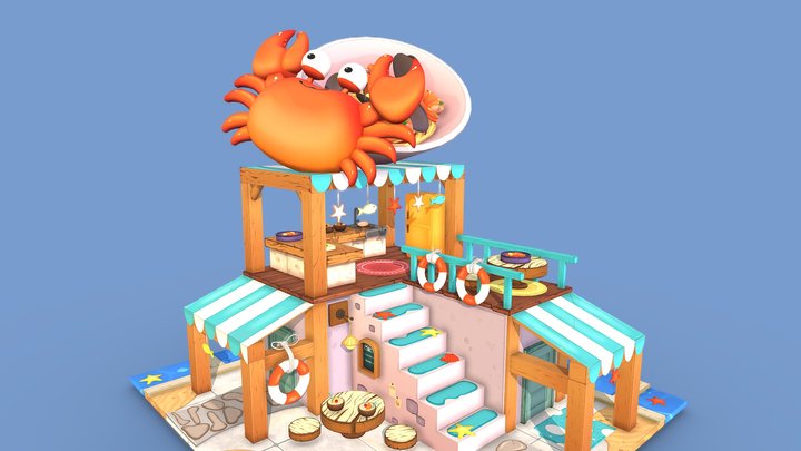 Seafood Restaurant | 3D stylized diorama | UNDO 3D Model
