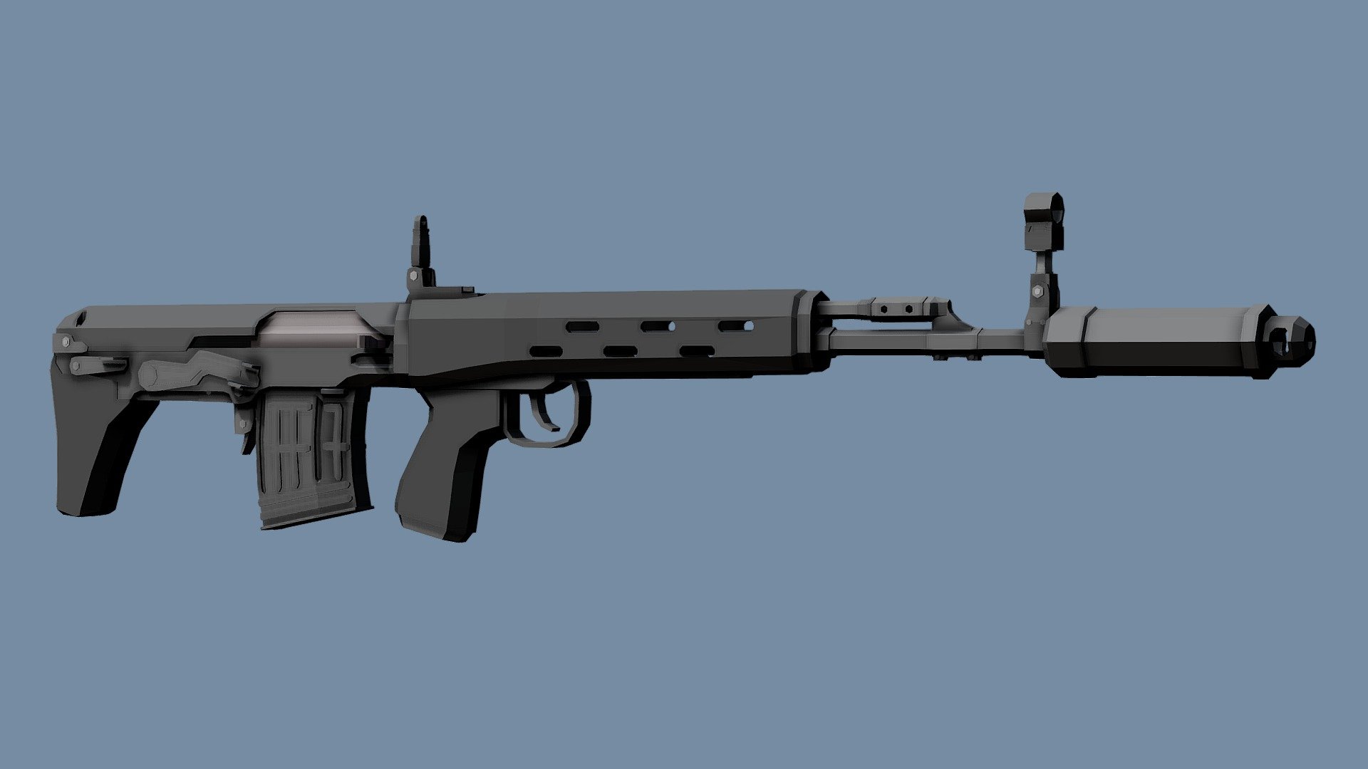 Low-Poly SVU Dragunov — Sketchfab embed 3D viewer