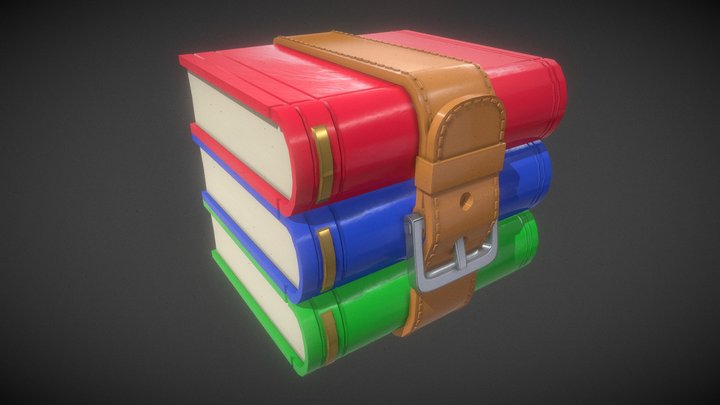 Bundle of books (WinRar logo fanart) 3D Model