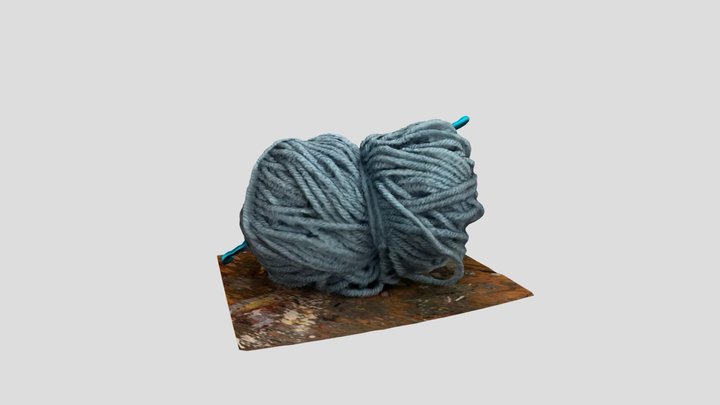Blue Yarn with Blue Crochet Hook 3D Model