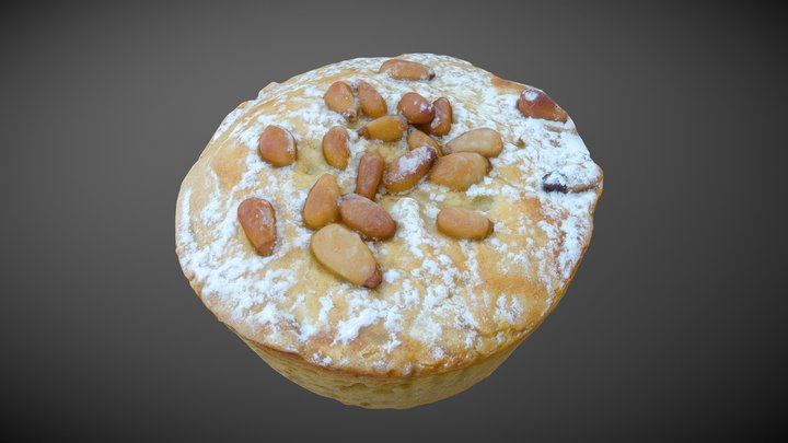 Little Cream pie with pine nuts 3D Model