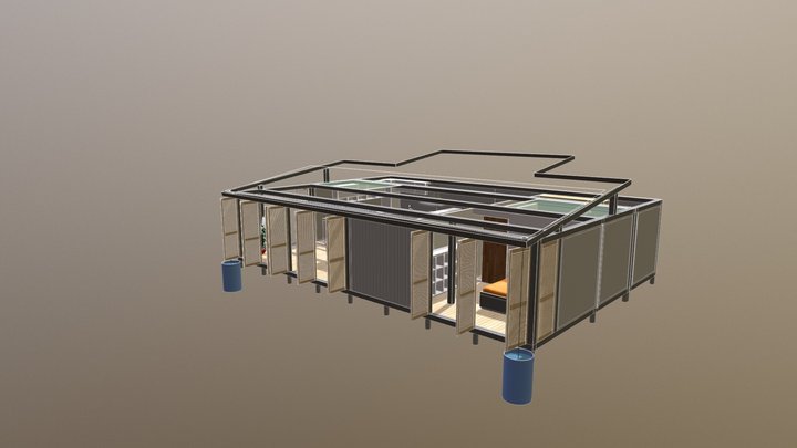 Casa de 85 m2 amb Contenidors a Barcelona 3D Model