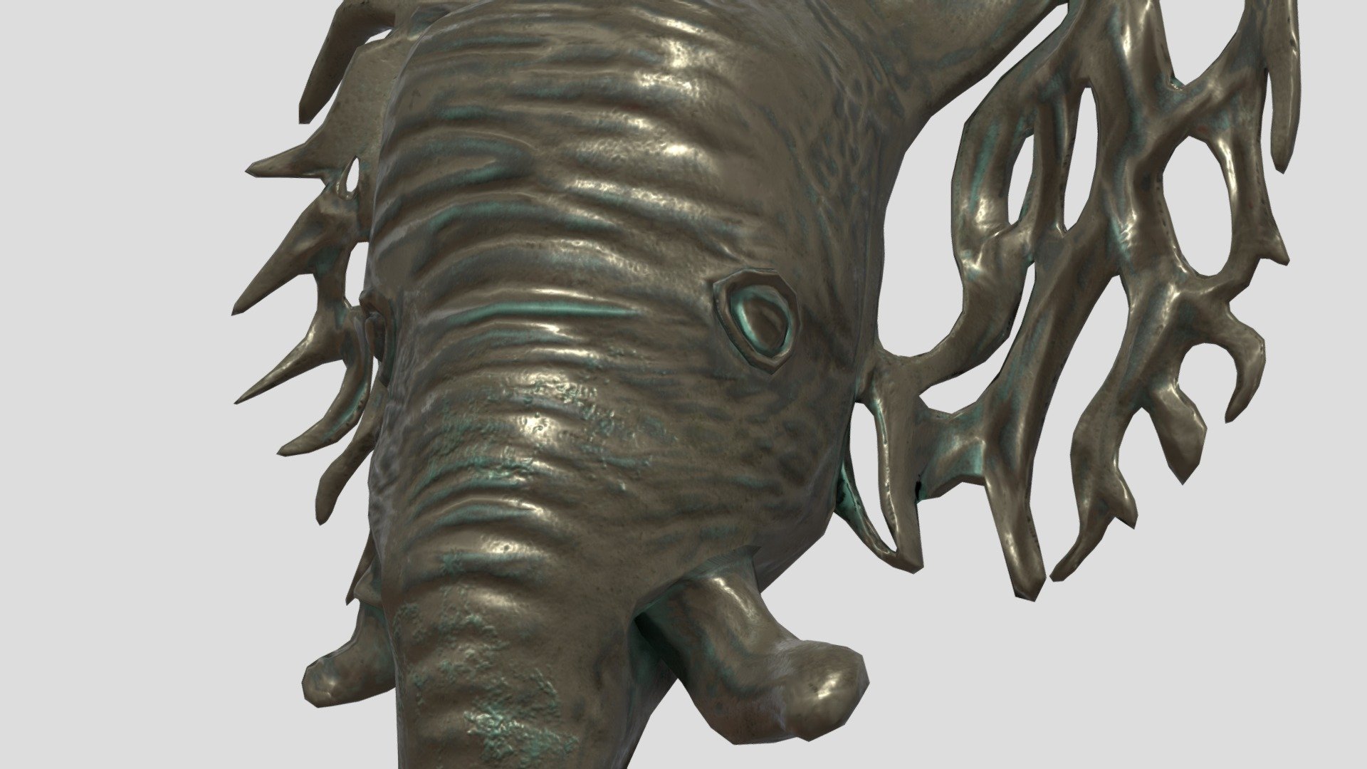 Antique Brass Elephant Head statue Download Free 3D model by Karan