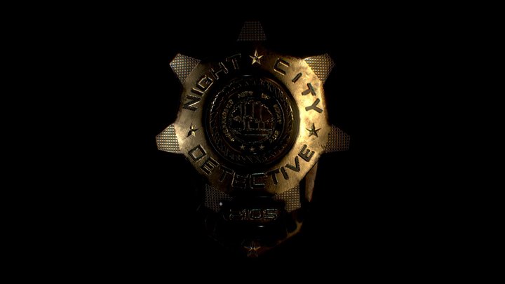 Night City Detective Badge 3D Model