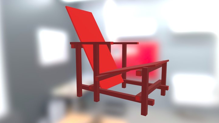 Cadeira-vermelha e Azul 3D Model