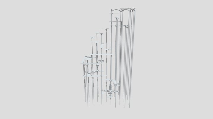 Columns Materialed 3D Model