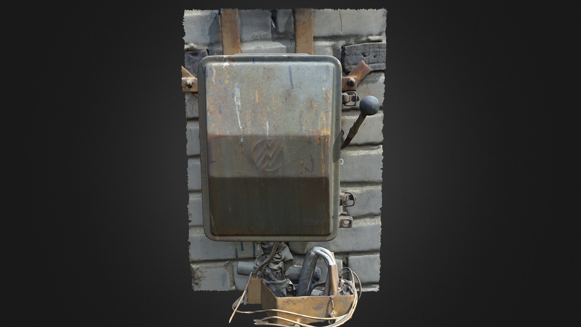 3D model Power box - This is a 3D model of the Power box. The 3D model is about a metal object with a hole in it.