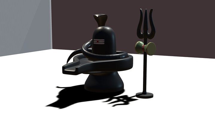 Shiv Ling with snake & Trisul 3D Model