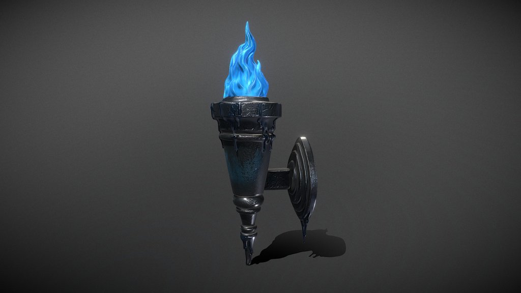 Arcane Blue Flame Wall Torch_Rw