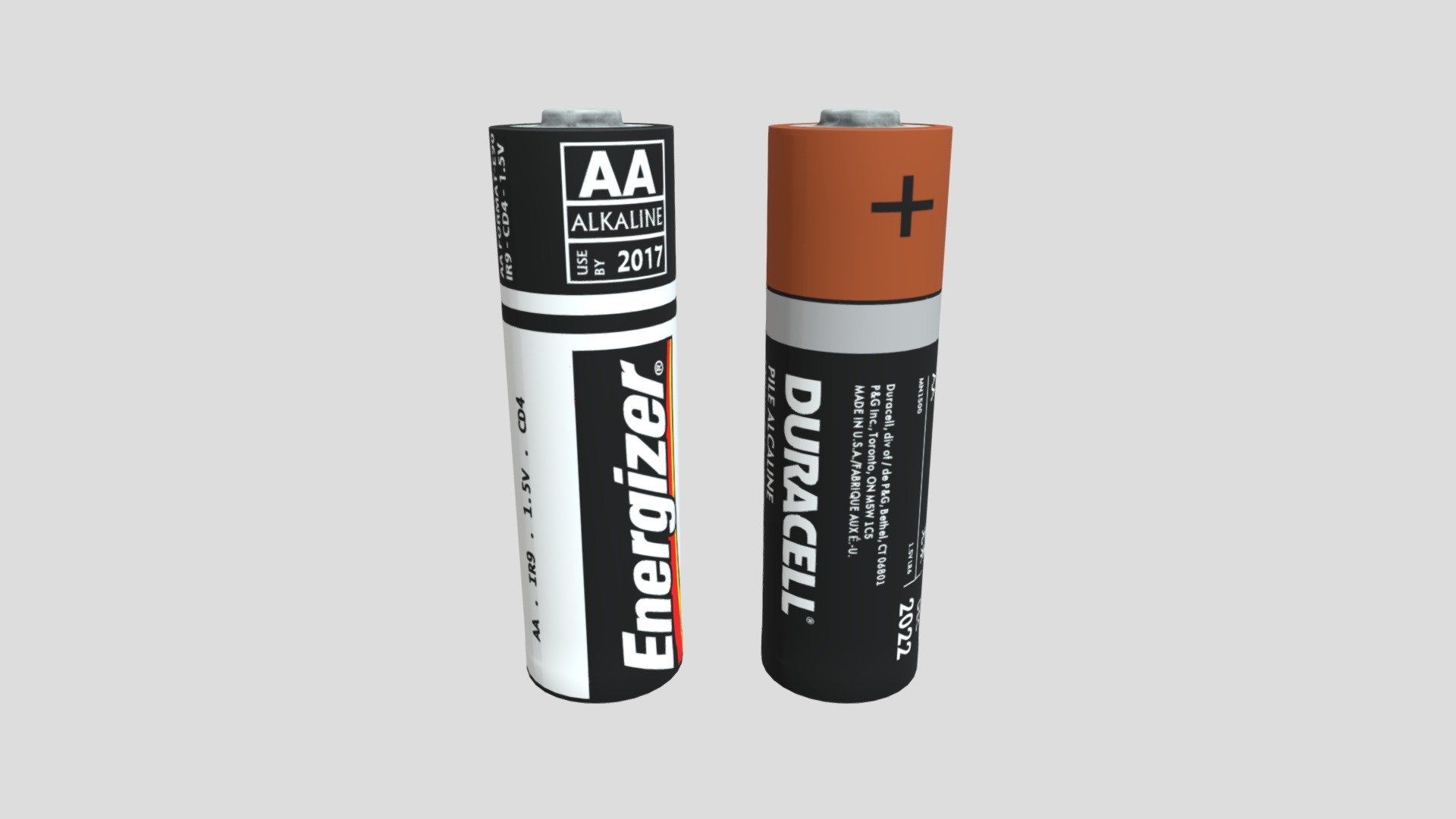 Double A Batteries with 4K and 2K Textures Buy Royalty Free 3D model