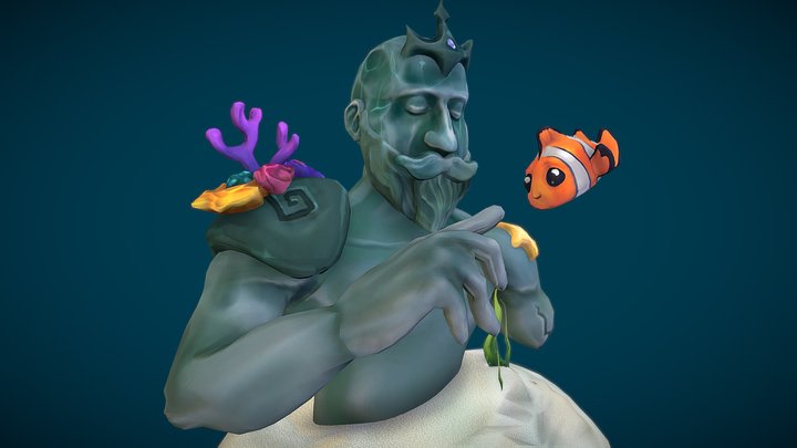 Sunken Statue Golem 3D Model