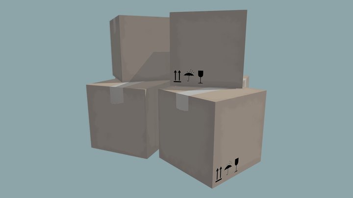 Low poly cardboard box 3D Model