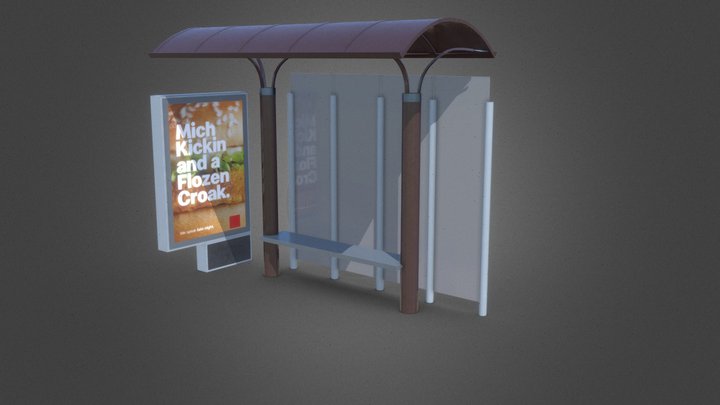 Brasília Bus Stop Shelter (Game Ready) 3D Model