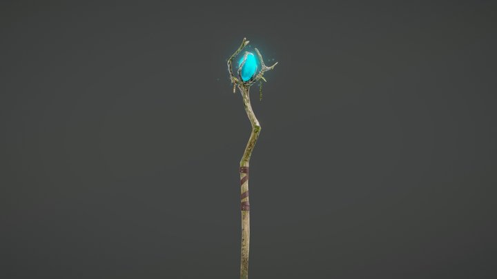 Wooden staff of the forest druid 3D Model