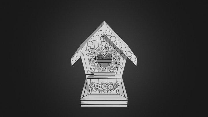 Coloring bird house paper model 3D Model