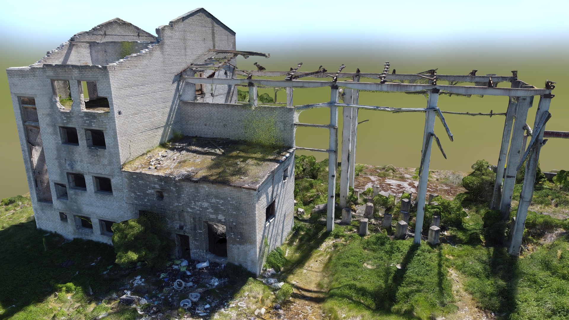 3D model Soviet Factory Wreck - This is a 3D model of the Soviet Factory Wreck. The 3D model is about a building that has been destroyed.