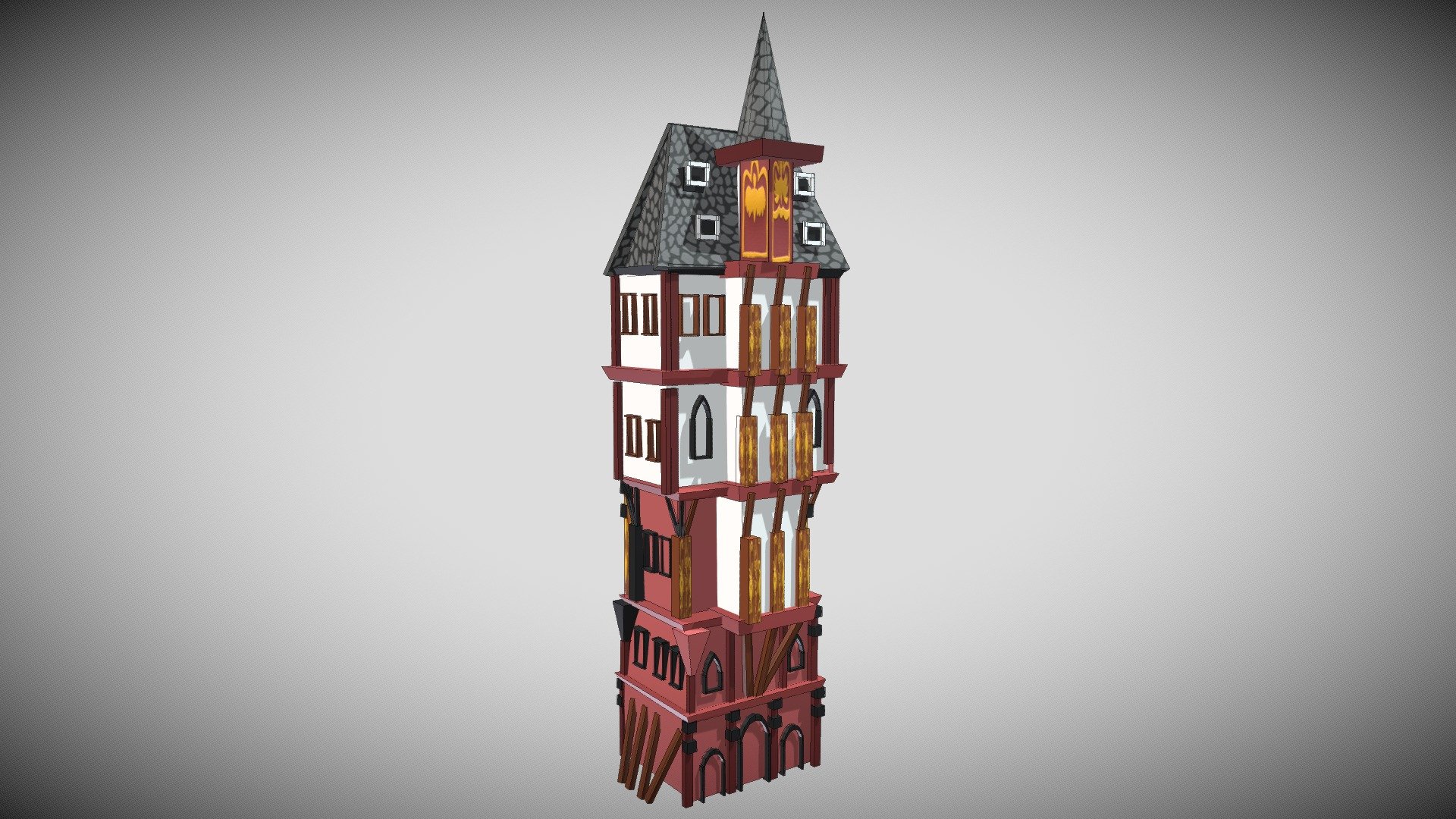 Medieval House (Carolingian Architecture Style) 3D model by Elly