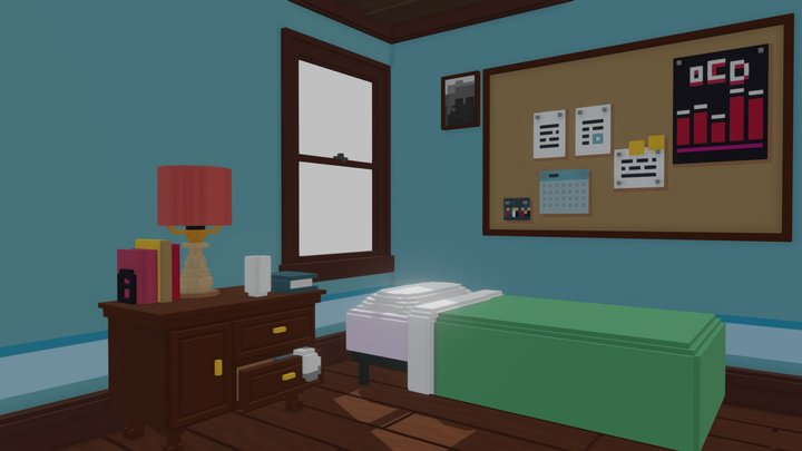 Voxel Bedroom 3D Model
