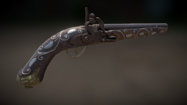 Pirate Flintlock Gun 3D Model