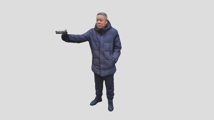A man shooting with a gun 3D Model