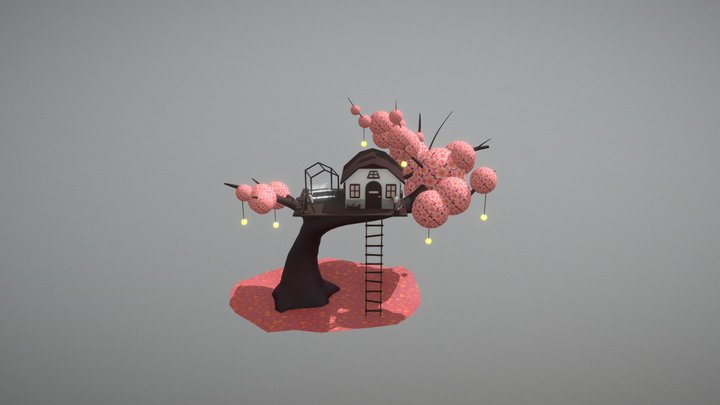 Cherry Blossom Tree House 3D Model