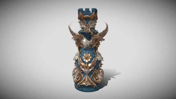Ornate Golden Pillar – Fantasy Decorative Column