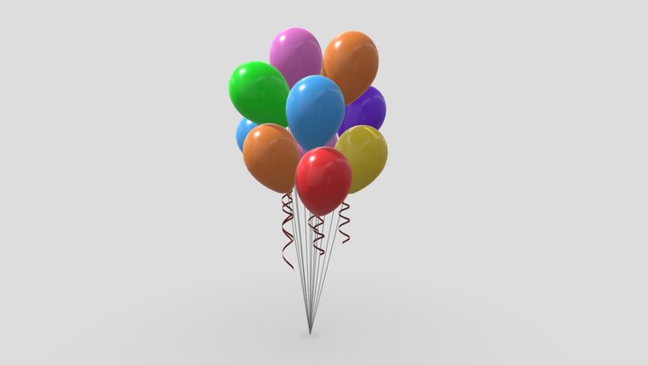 Colorful Balloons 3D Model