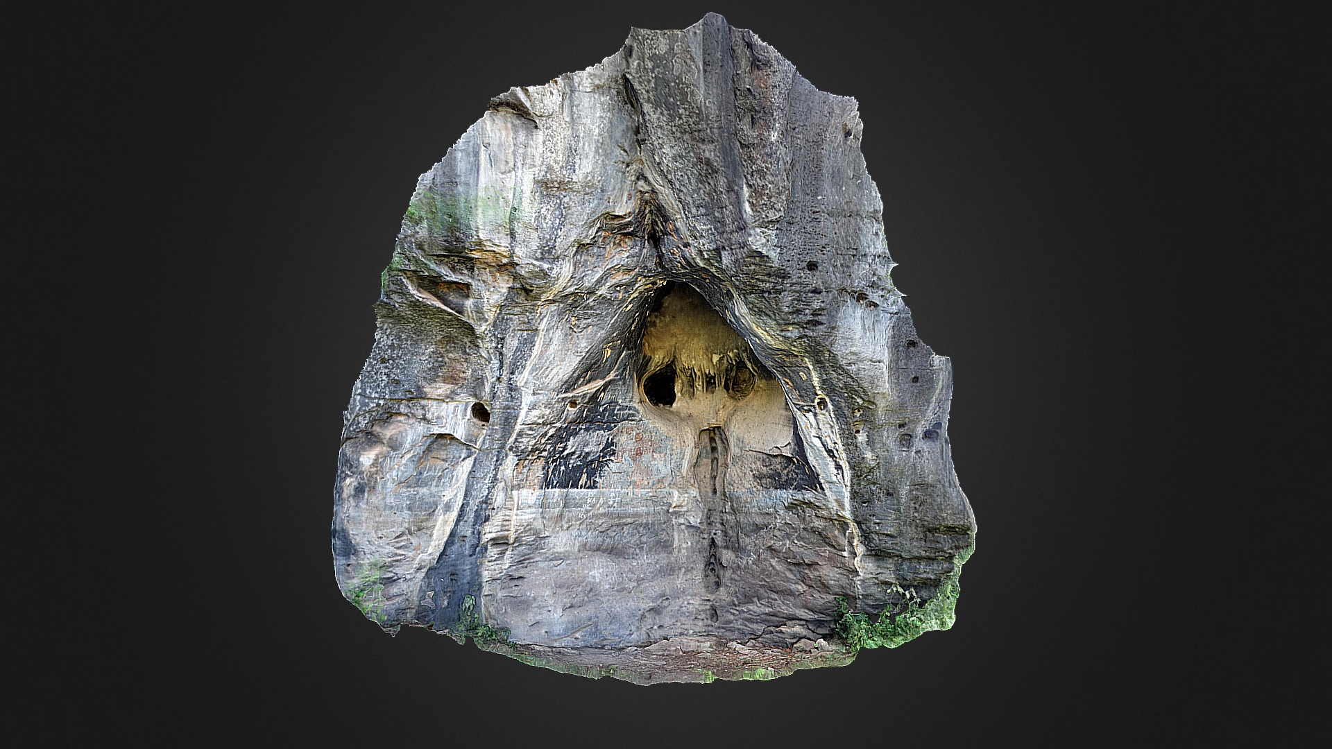 3D model Vargem da Pedra – Painel de pinturas rupestres - This is a 3D model of the Vargem da Pedra - Painel de pinturas rupestres. The 3D model is about a skull of an animal.