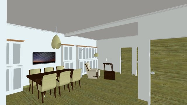 DINNING ROOM CUM LIBRARY INTERIOR 3D Model