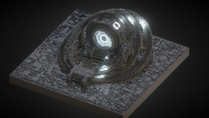 Voxel Sci-fi Portal 3D Model
