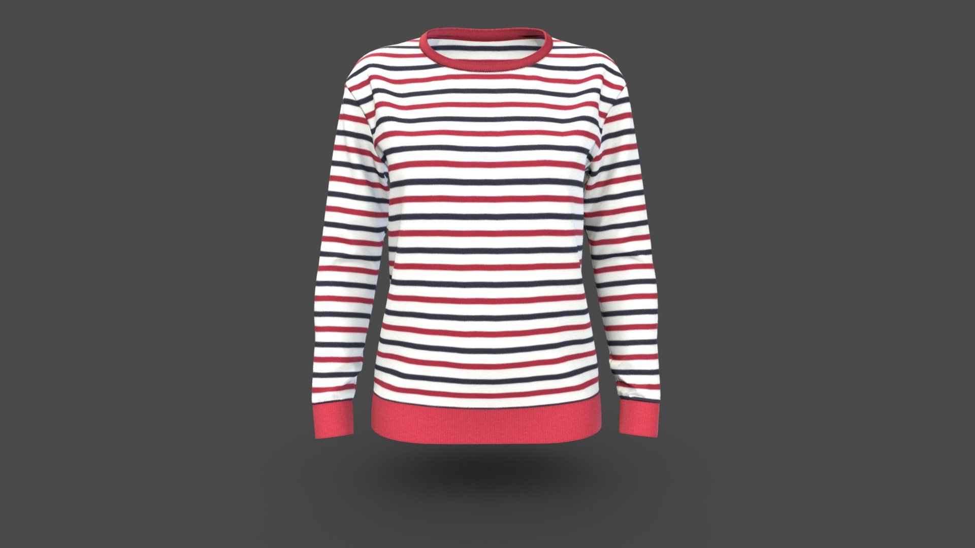 Women Classic Striped Sweatshirt - Buy Royalty Free 3D model by ...