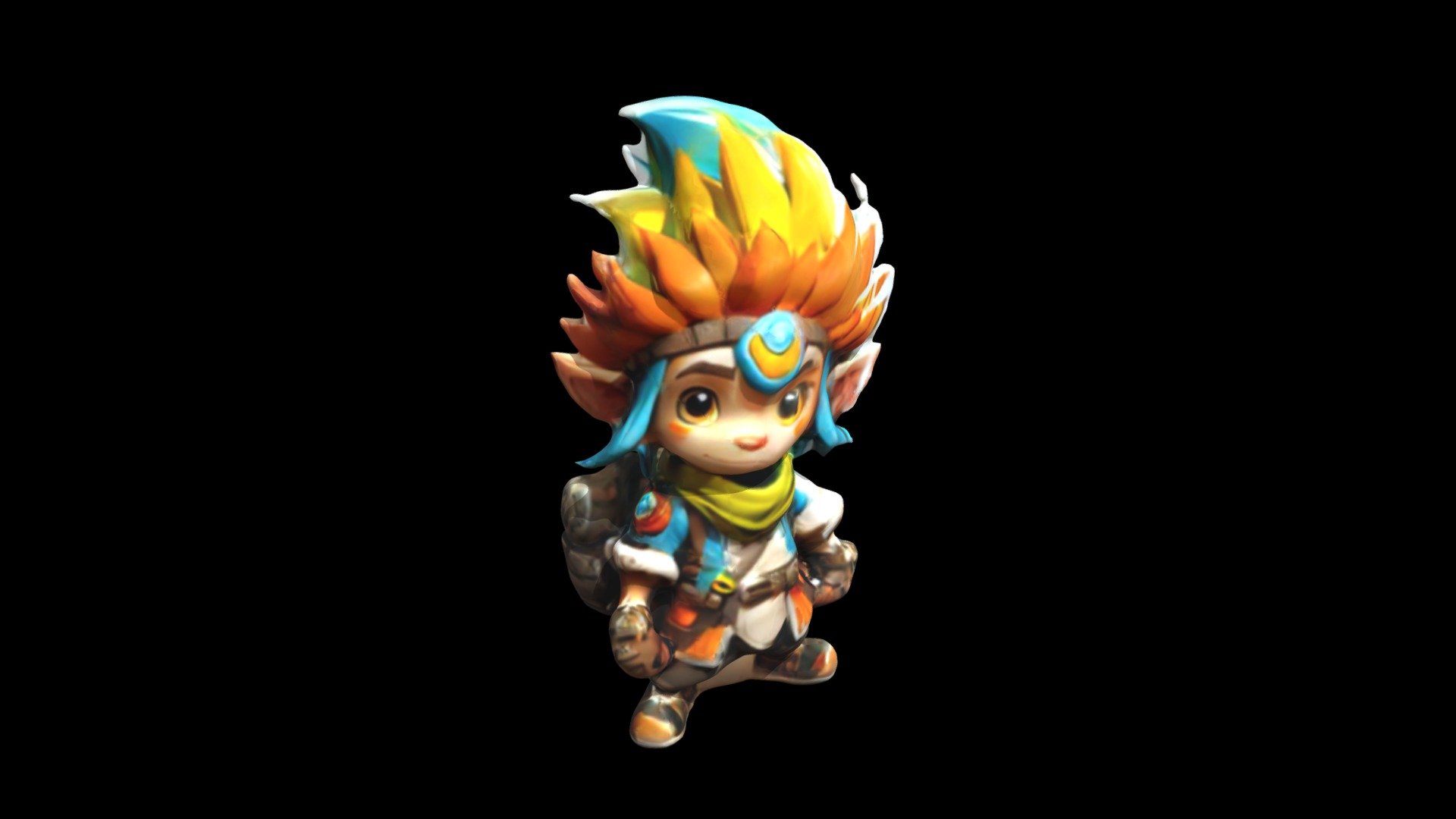 a cartoon character with orange and blue hair - Download Free 3D model ...