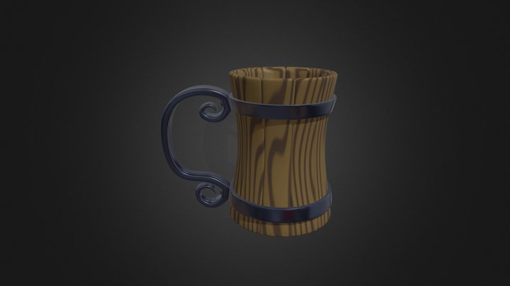 Stylized Wooden Mug 3D Model