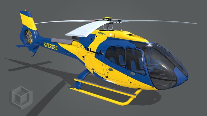 Low Poly Airbus H130 - Sverige Livery 30 3D Model