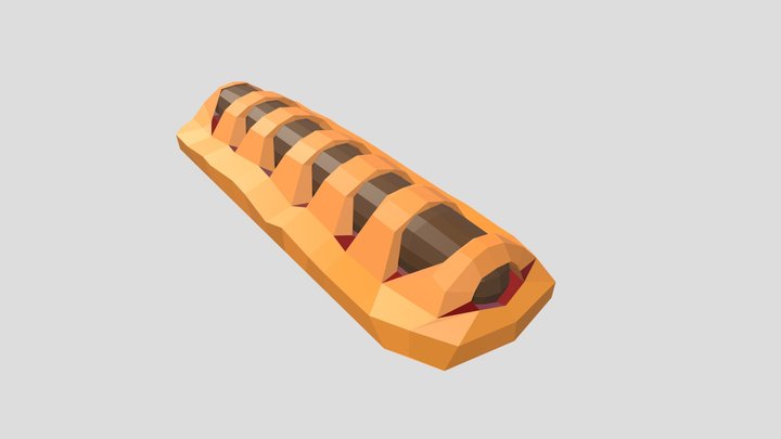 frikandelbroodje 3D Model