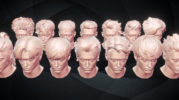 FREE Male Fashion Hair collection 01 lowpoly 3D Model