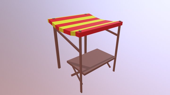 Low Poly Market Stall 1 3D Model