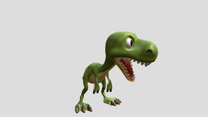 Cartoon of green dinosaurs 3D Model