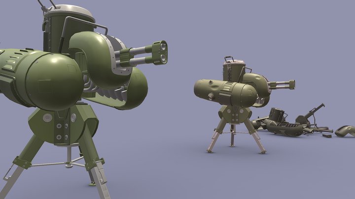 XYZ Homework (Damage) - Turret Mk 3 3D Model