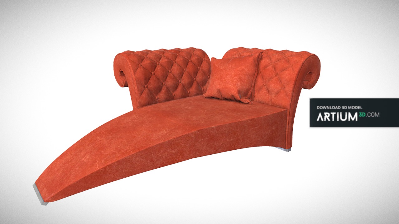 3D model Rekamiera – Italian design, 80. years - This is a 3D model of the Rekamiera – Italian design, 80. years. The 3D model is about a red couch with a white background.