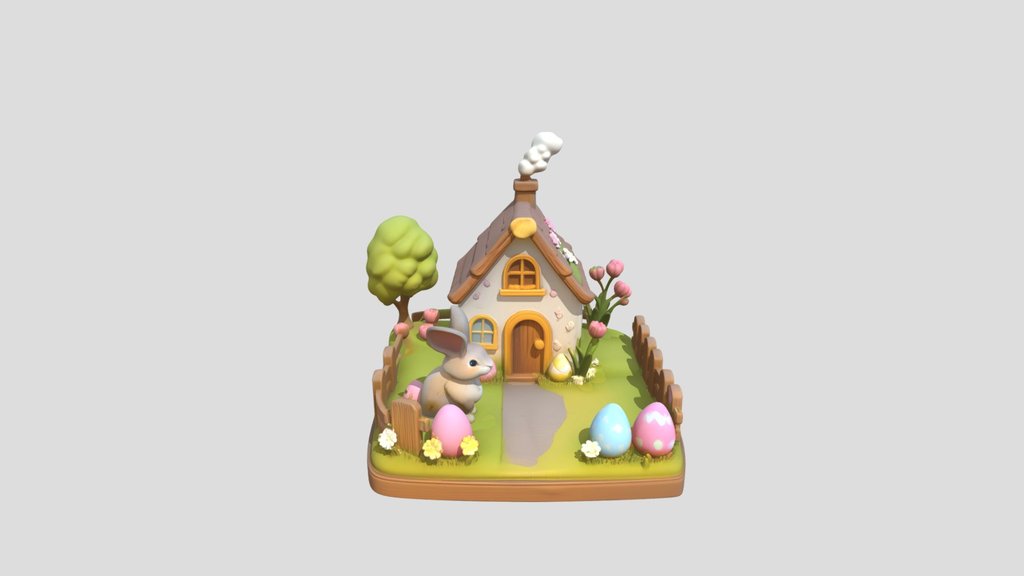 Miniature Easter Village Diorama