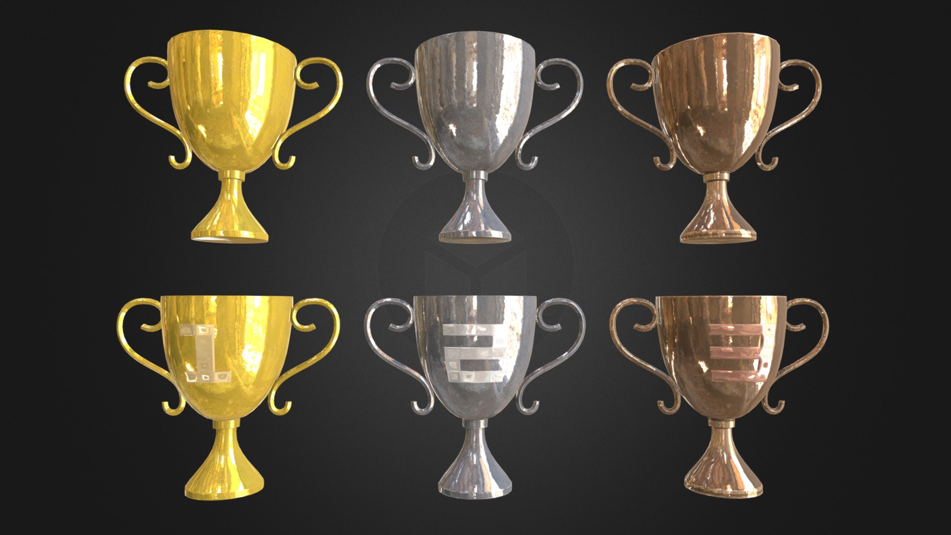 3D model PBR Trophies Pack - This is a 3D model of the PBR Trophies Pack. The 3D model is about a group of trophies.